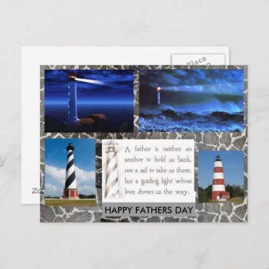 Postkarte "Leuchtturm Vathers Day" (Vorne/Hinten)