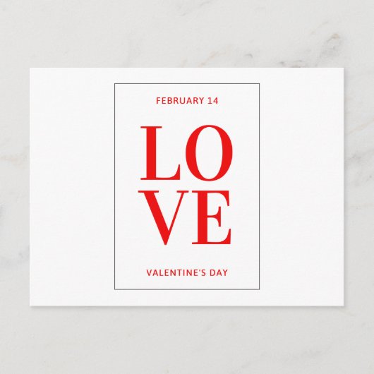 Postkarte - "Love You Feb 14 Valentines Day" (Vorderseite)