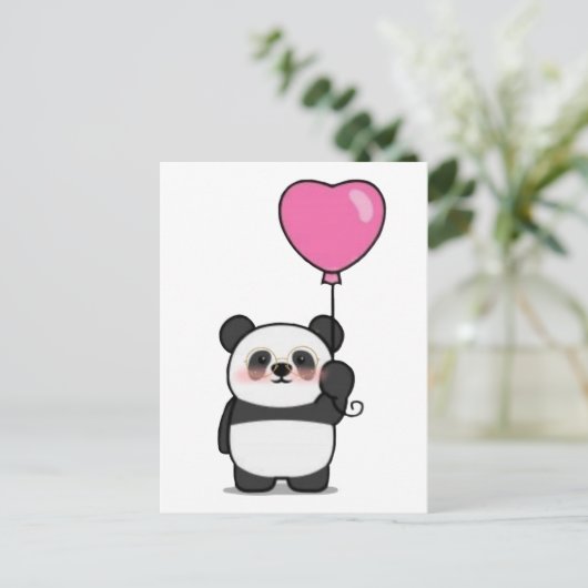 Postkarte Lover Panda / Valentinstag (Stehend Vorderseite)