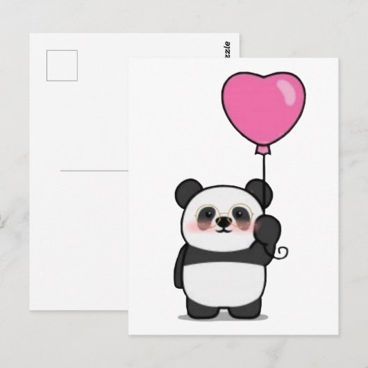 Postkarte Lover Panda / Valentinstag (Vorne/Hinten)