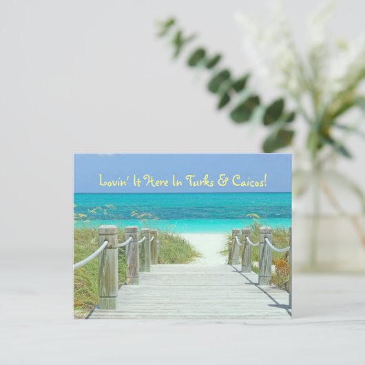 Postkarte, "LOVIN' IT HIER IN TURKS & CAICOS!" Postkarte (Stehend Vorderseite)