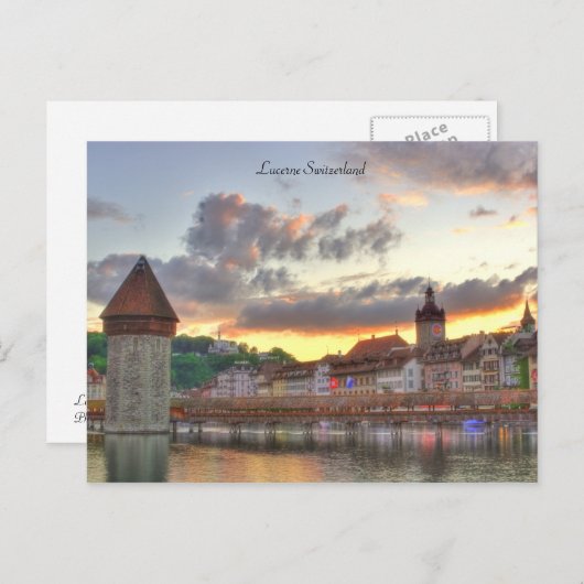 Postkarte Luzern Schweiz Alte Stadt Kapellbrücke (Vorne/Hinten)