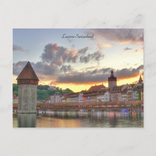 Postkarte Luzern Schweiz Alte Stadt Kapellbrücke (Vorderseite)