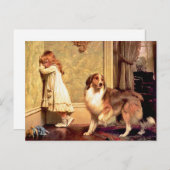 Postkarte: Mädchen mit Pet Sheltie Postkarte (Vorne/Hinten)