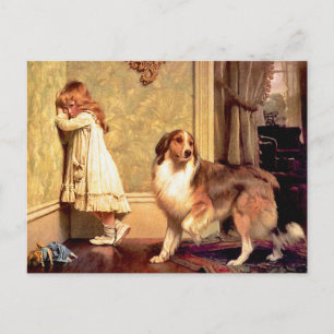 Postkarte: Mädchen mit Pet Sheltie Postkarte