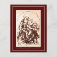 Postkarte: Madonna & Christ Kind mit einer Katze