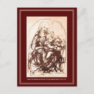 Postkarte: Madonna & Christ Kind mit einer Katze Postkarte