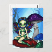 Postkarte "Masked Fairy on the Mushrooms" (Vorne/Hinten)