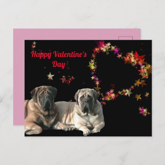 Postkarte Mastiff Valentinstags (Vorne/Hinten)