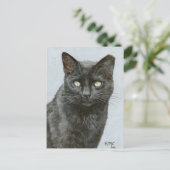 Postkarte meines Gemäldes einer schwarzen Katze (Stehend Vorderseite)