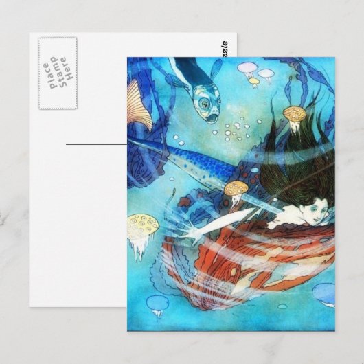Postkarte Mermaid (Vorne/Hinten)