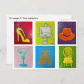 Postkarte mit 6 originalen Ölgemälden (Vorne/Hinten)