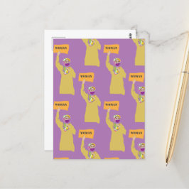 Postkarte mit afghanischer Frau mit Protestzeichen