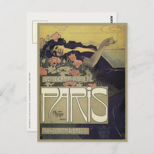 Postkarte mit Alexandre de Riquer Malerei (Vorne/Hinten)