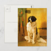 Postkarte mit alter 1852 Hunde-Malerei Druck (Vorne/Hinten)