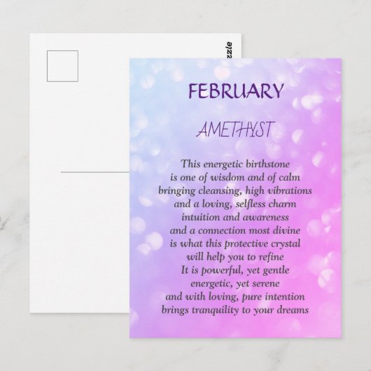 Postkarte mit Amethyst-Design, dem Geburtsstein fü (Vorne/Hinten)