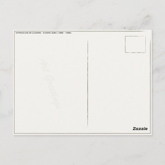 Postkarte mit Anders Zorn-Malerei (Rückseite)