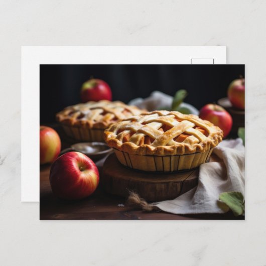 Postkarte mit Äpfeln und Apfelkugeln auf einer Tab (Vorne/Hinten)