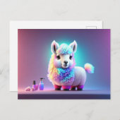 Postkarte mit Baby, niedlich, Cartoon Lama (Vorne/Hinten)