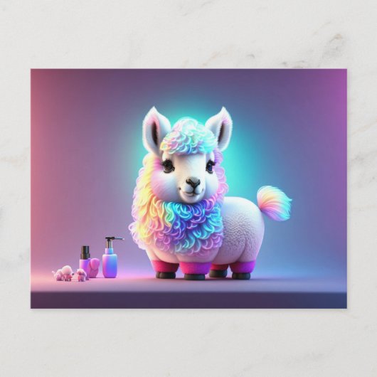 Postkarte mit Baby, niedlich, Cartoon Lama (Vorderseite)