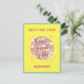 Postkarte mit benutzerdefinierbarem Stadtnamen gel (Stehend Vorderseite)