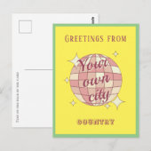 Postkarte mit benutzerdefinierbarem Stadtnamen gel (Vorne/Hinten)