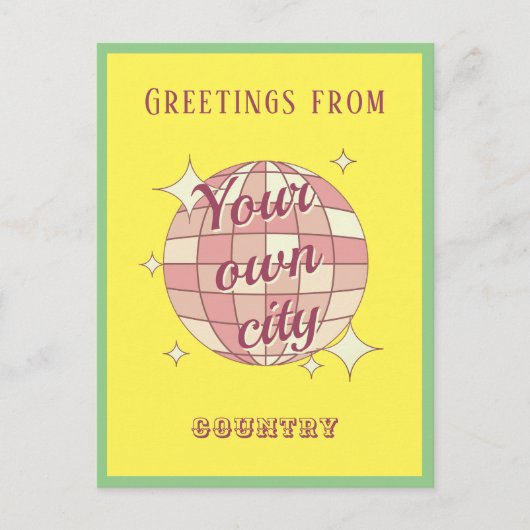 Postkarte mit benutzerdefinierbarem Stadtnamen gel (Vorderseite)