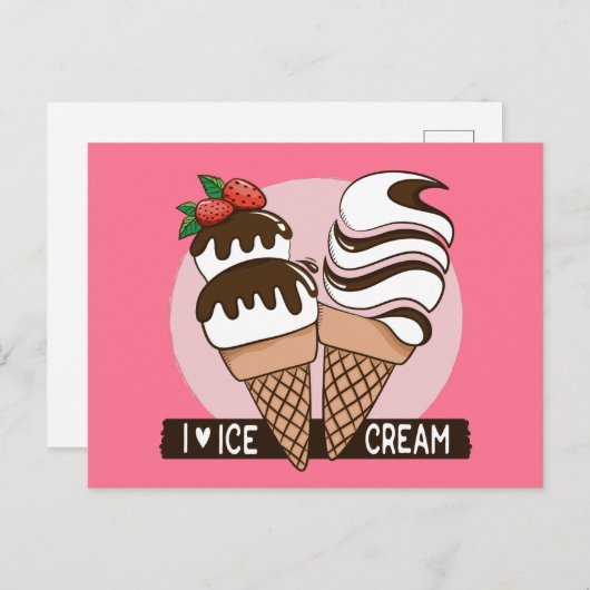 Postkarte mit benutzerdefinierter Farbe Eiscreme L (Vorne/Hinten)