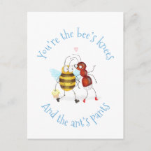 Postkarte mit Bienenknie und Ameisenhose