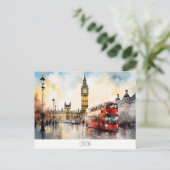 Postkarte mit Big Ben und rotem Bus in London (Stehend Vorderseite)