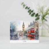 Postkarte mit Big Ben und rotem Bus in London (Stehend Vorderseite)