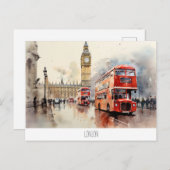 Postkarte mit Big Ben und rotem Bus in London (Vorne/Hinten)
