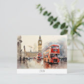 Postkarte mit Big Ben und rotem Bus in London (Stehend Vorderseite)