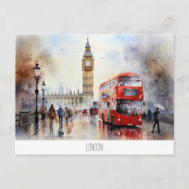 Postkarte mit Big Ben und rotem Bus in London