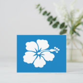 Postkarte mit blau-weißem Hibiskus (Stehend Vorderseite)