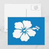 Postkarte mit blau-weißem Hibiskus (Vorne/Hinten)