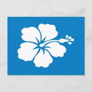 Postkarte mit blau-weißem Hibiskus