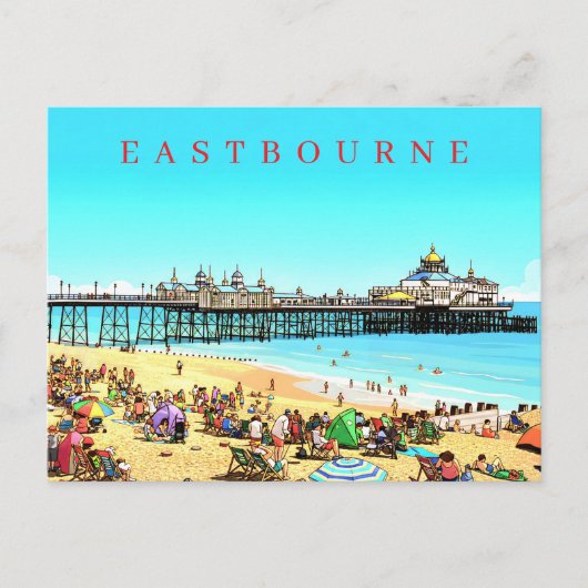 Postkarte mit Blick auf den Pier in Eastbourne (Vorderseite)
