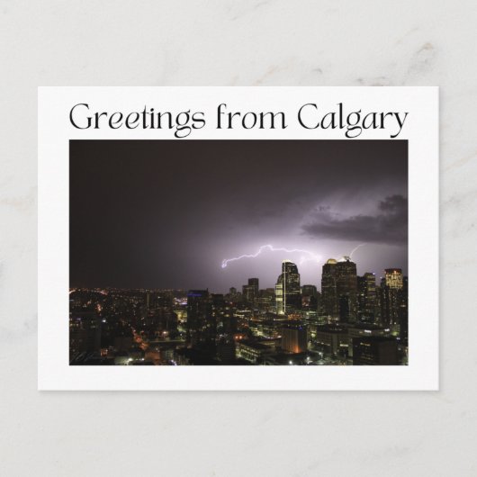 Postkarte mit Blitz über Calgary (Vorderseite)