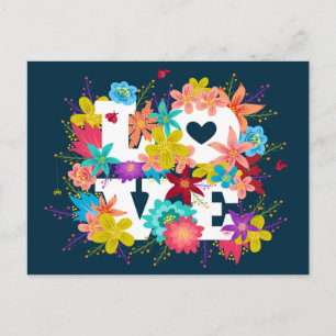 Postkarte mit Blume und Ladybugs