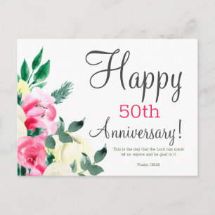 Postkarte mit Blumen und Bibelvers zum Jubiläum