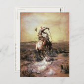 Postkarte mit Charles Marion Russell Malerei (Vorne/Hinten)
