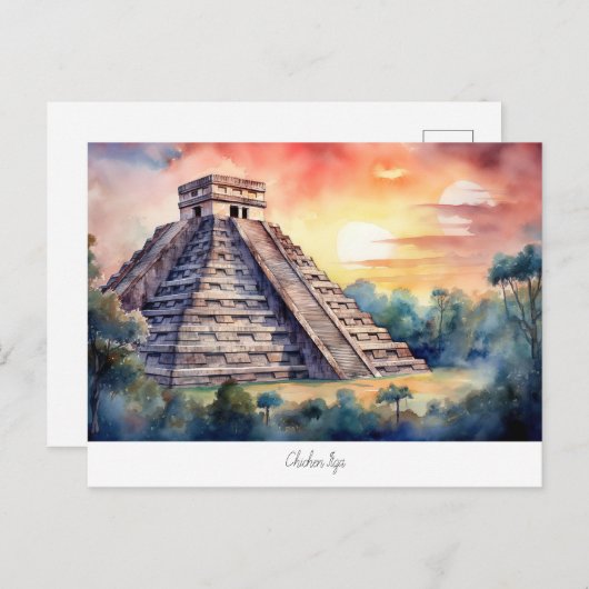 Postkarte mit Chichen Itza, Mexiko. (Vorne/Hinten)
