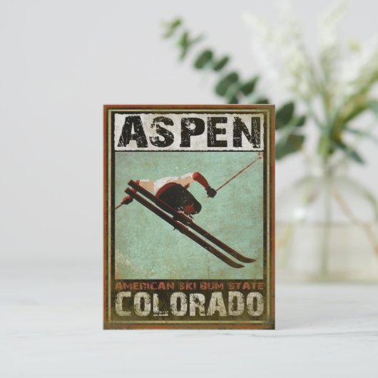 Postkarte mit Coolem Aspen Ski Print (Stehend Vorderseite)