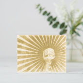 Postkarte mit Coolem Vintagem Mikrofon (Stehend Vorderseite)