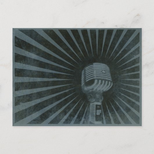Postkarte mit Coolem Vintagem Mikrofon (Vorderseite)