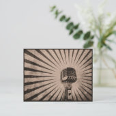 Postkarte mit Coolem Vintagem Mikrofon (Stehend Vorderseite)