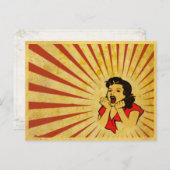 Postkarte mit Coolem Vintagem Rotes Dress Girl Zei (Vorne/Hinten)