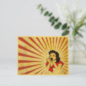 Postkarte mit Coolem Vintagem Rotes Dress Girl Zei (Stehend Vorderseite)