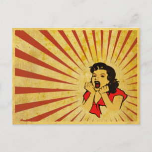 Postkarte mit Coolem Vintagem Rotes Dress Girl Zei
